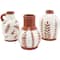 White Ceramic Floral Vase with Terracotta Colored Detailing Set